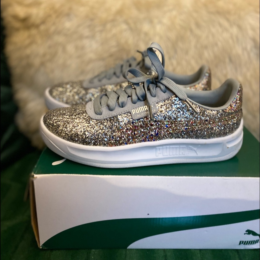 low profile sneaker design is wrapped in glitter